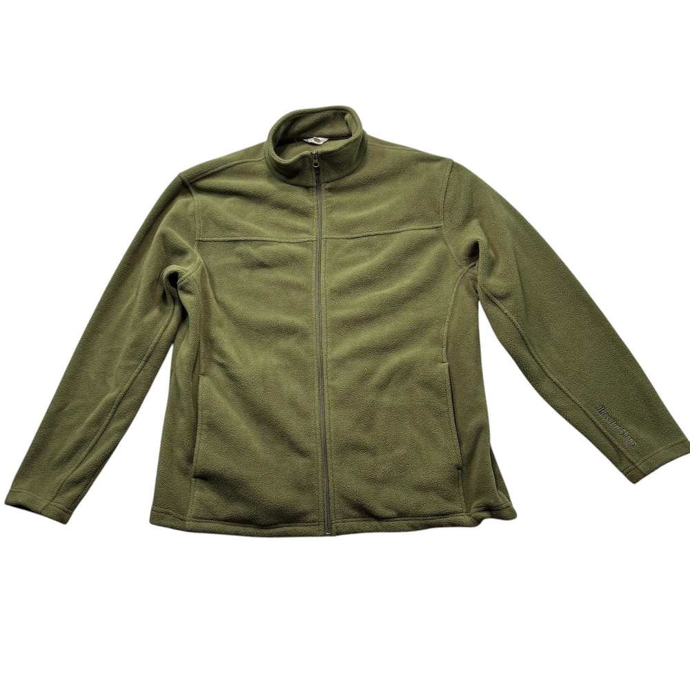 Bass Pro Shops Mens Fleece Jacket Olive Green Full Zip‎ Outdoor  L #1150